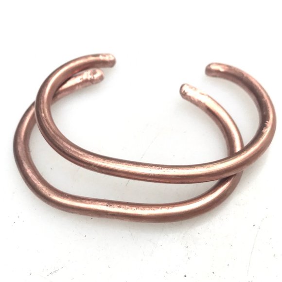 2 Pure Solid Copper Heavy Copper Cuff Bracelets - Picture 2 of 8